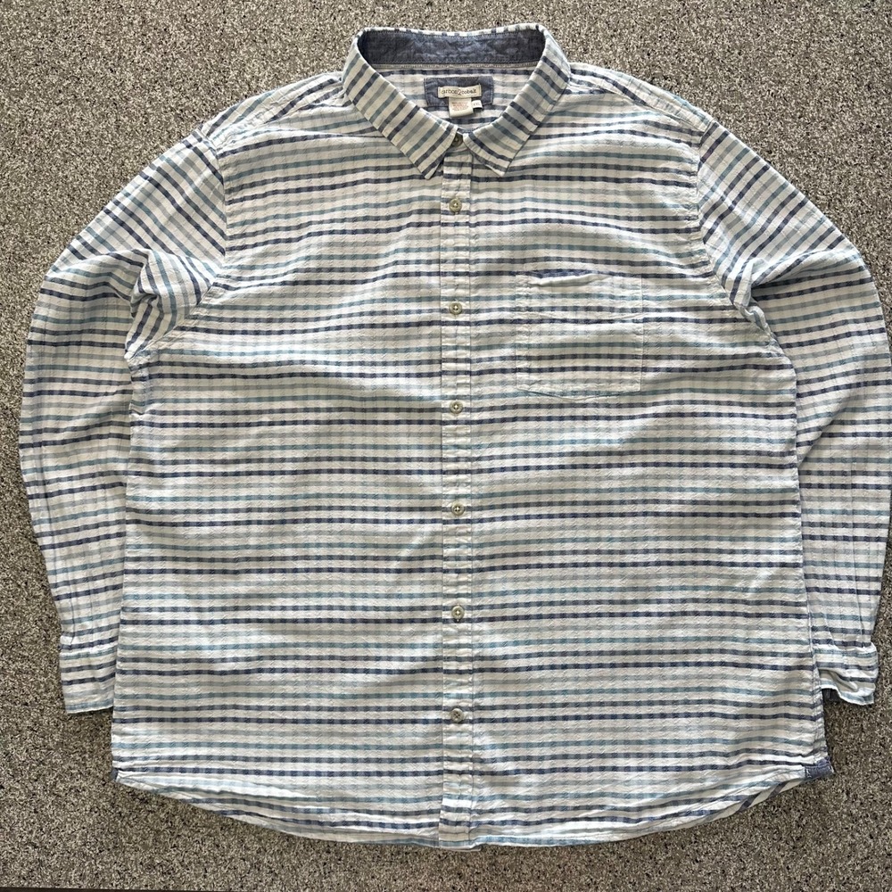 Carbon 2 Cobalt Button Up Shirt Mens XXL White Blue Stripe Effortlessly Cool